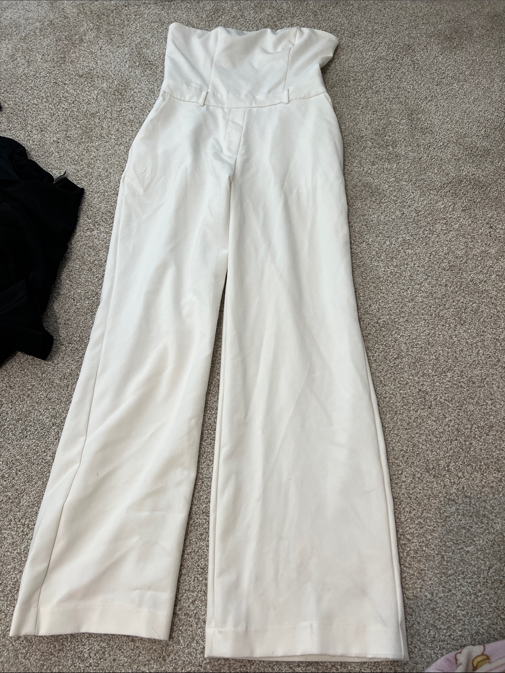 Amisu Strapless Wide-Leg Jumpsuit in Ivory